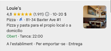 Exemple de fiche Google My Business